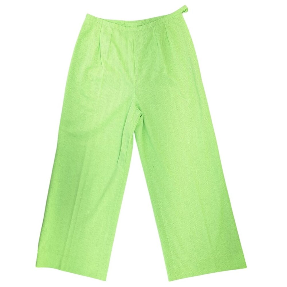 Vintage Handmade Pant Suit Polyester Top Crop Pants Women Large Green 2 Piece - Picture 6 of 16